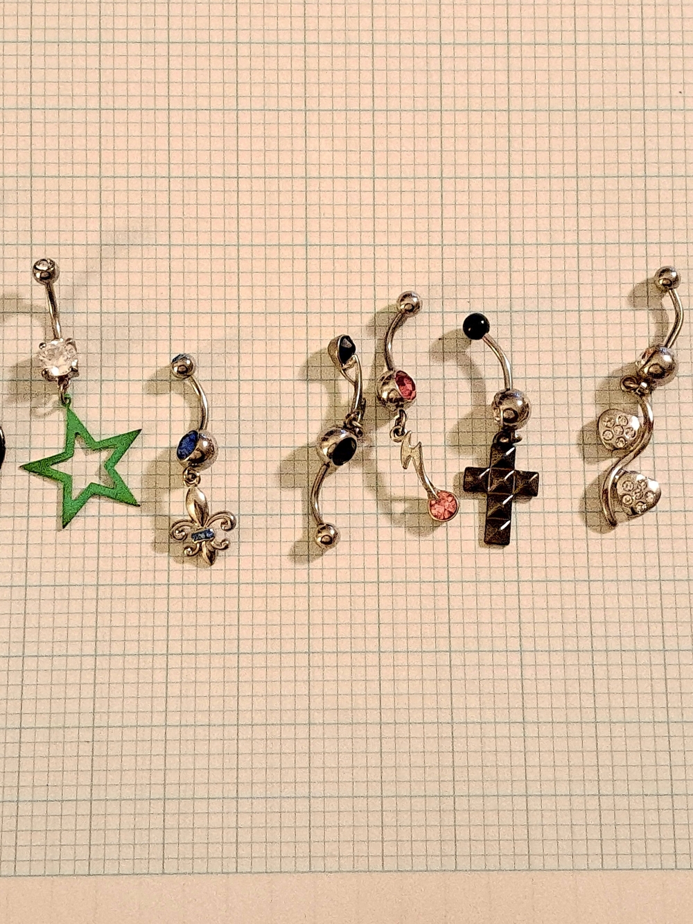 Black Cross Navel Ring — Studded Dangle Belly Button Jewelry - Picture 5 of 5
